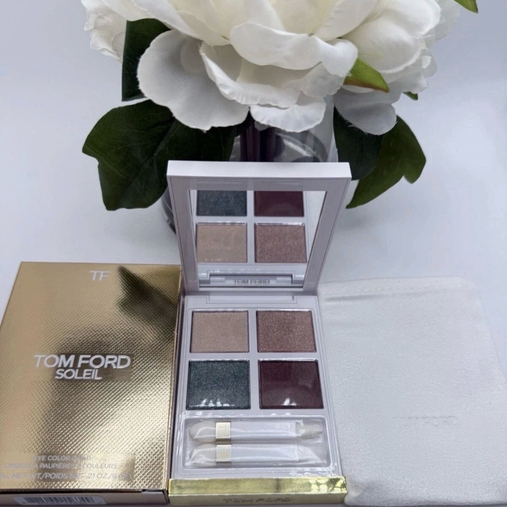 NEW Tom Ford Soleil Eyeshadow Quad — Champagne, Taupe, Forest Green & Deep Plum